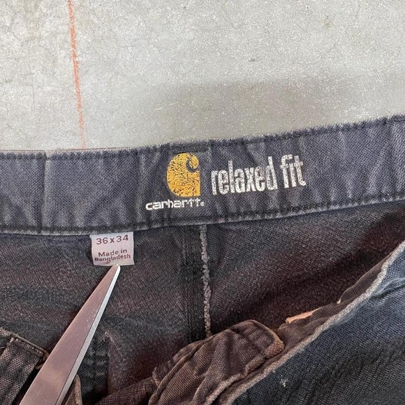 Carhartt Double Knee Relaxed Fit Work Pants Black Distressed Workwear 36x34 - Picture 2 of 8